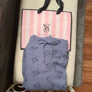 VS PINK Thermal waffle knit pajama jogger lounge pant elastic tie waist NWT XL